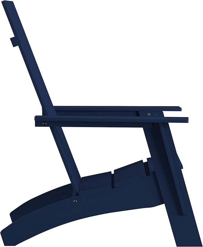 Flash Furniture Sawyer Modern Commercial 2-Slat Back Adirondack Chair - Navy Blue Commercial All-Weather Poly Resin Lounge Chair