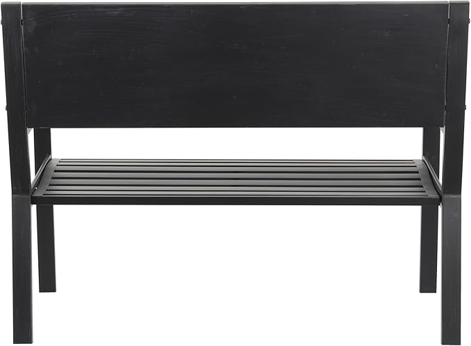 Deco 79 Metal Patio Outdoor Bench Mosaic Floral and Scroll Patio Bench with Orange and Blue Patterns, Bench 47" x 22" x 36", Black