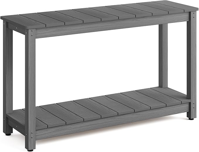 Stoog All-Weather Console Table, 2-Tier Patio Console Table Outdoor with Storage, Low Maintenance, and Never Fade or Rot - Photo 1