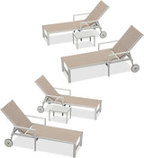 PURPLE LEAF Outdoor Chaise Lounge Adjustable Sunbathing Recliner with Armrest Khaki 2 Sets - Photo 9