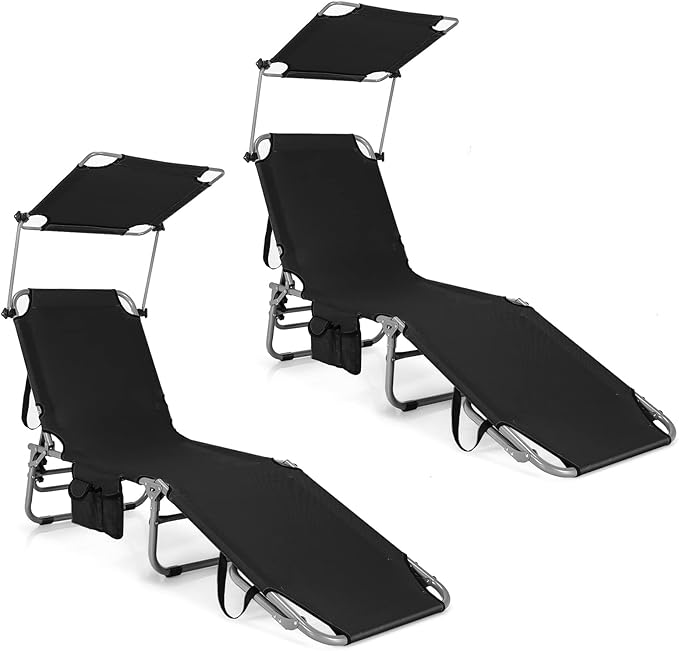 Tangkula Outdoor Folding Chaise Lounge Chair, 5-Fold Reclining Beach Chair - Photo 1