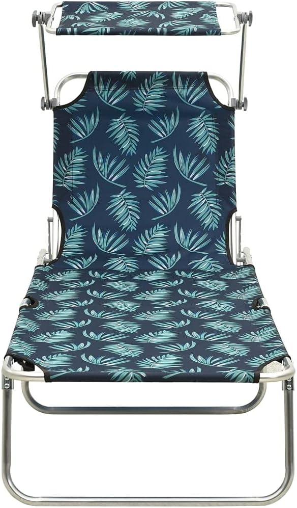 Folding Sun Lounger, 73.6" Leaf-Print Outdoor Chaise Lounge, Powder-Coated Aluminum Frame - Photo 3