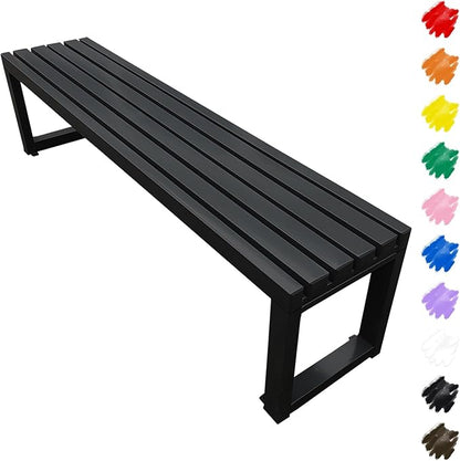 Outdoor Garden Bench 2-Person Metal Benches Patio Bench Weatherproof Park Seat Backless Chair Front Porch Seat Slatted Chair 3.3ft 3.9ft 4.9ft 5.9ft(Black,3.3ft)