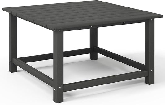 Costaelm Patio Conversation Table, Tatio Accent HDPE Outdoor Weather Resistant, Square Outdoor Porch Balcony Patio Drink Table for Outside, Pool, Backyard, Gray