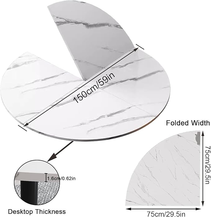 Large Round Folding Table Top, 4-Folding Wood Table top - Photo 2