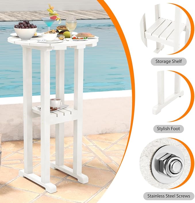 Sundale Outdoor 39 Inches Height Adirondack Bar Table, Patio HDPE Pub Height Round Counter Table - Photo 4