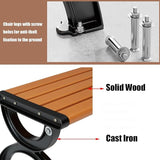 Patio Garden Bench 47" 59" 71" Outdoor Bench Cast Iron Metal Frame & Comfort Wood Seat - Photo 3