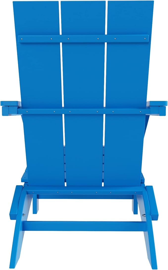 WO Home Furniture HDPE Adirondack Chair Folding Poly Lumber All Weather UV/Fade Resistant Heavy Duty for Patio, Backyard, Balcony, Garden, Lawn (Pacific Blue)…