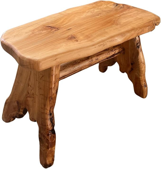 THY COLLECTIBLES Handcrafted Natural Edge Cedar Wood Stool Versatile Indoor/Outdoor Garden Bench, Nightstand, End Table, and Plant Stand - L28in x W14in x H17.5in