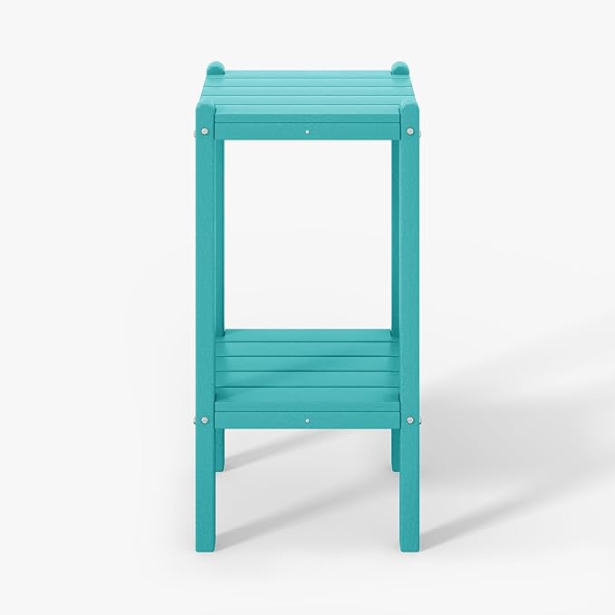 WestinTrends Malibu 36" Outdoor Adirondack HDPE 2-Tier Patio Side Table, Turquoise