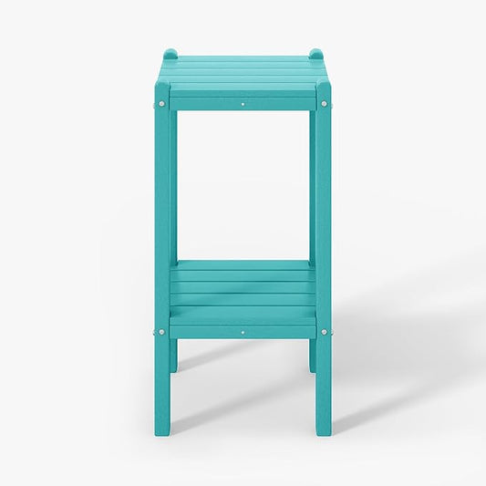 WestinTrends Malibu 36" Outdoor Adirondack HDPE 2-Tier Patio Side Table, Turquoise