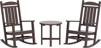 WestinTrends Malibu 3-Piece Set Outdoor/Patio Rocking Chairs with a Side Table (2 Seater), Dark Brown