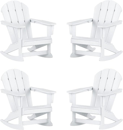 WestinTrends Malibu Outdoor Patio Porch Rocking Adirondack Chair (Set of 4), White