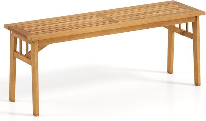 HAPPYGRILL Outdoor Acacia Wood Dining Bench, 48” Wooden Bench Patio Furniture for Entryway Garden Poolside Balcony, 800 LBS (1)