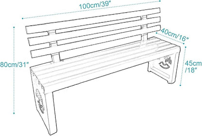 Outdoor Metal Garden Bench, Outdoor Benches Weatherproof with Backrest, Patio Bench for Outside Park, Picnic, Yard, Front Porch, Backyard(Orange,100cm/39in)