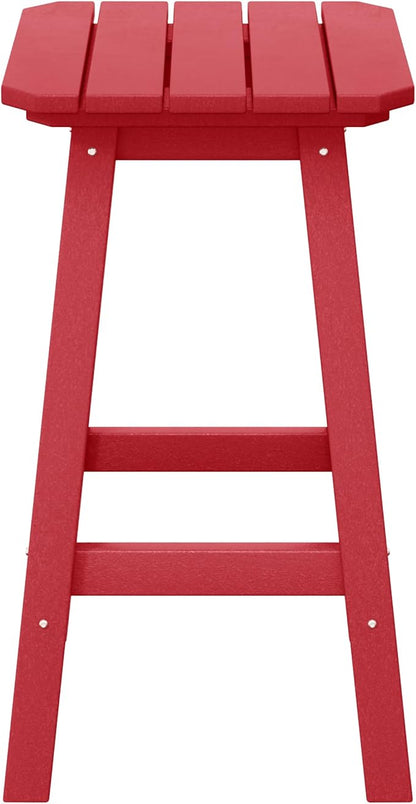 Costaelm 24" Height Outdoor Bar Stools, All-Weather Bar Stools, Adirondack Poly Patio Square Bar Stool for Patio, Deck, Kitchen Counter and Garden, Red