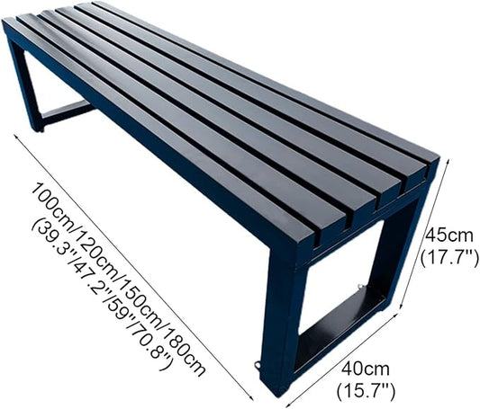Outdoor Metal Garden Bench - Slatted Patio Dining Seating for Yard, Park, Picnic & Front Porch Decor - 120cm/47.2in White Outdoor Furniture