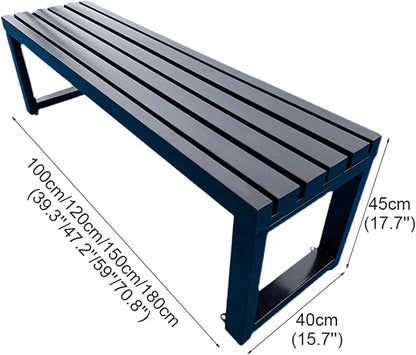 Outdoor Metal Garden Bench, Slatted Patio Seating for Yard & Porch, Durable Furniture for Park & Picnic, 120cm/47.2in, Stylish Black Outdoor Decor