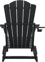 Folding Adirondack Chair Set of 2, HDPE All-Weather Outdoor Chair with Cup Holder, Wooden Textured, Fire Pit Chair - Photo 10