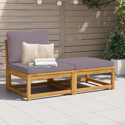 3 Piece Outdoor Sectional Sofa Set Solid Acacia Wood Dark Grey Patio Couch with Cushions 28.7x24.8x25.6 in Modular Loveseat for Garden Balcony Deck
