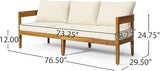 Brooklyn Outdoor 3 Seater Sofa with Cushions - Acacia Wood - Teak/Beige - Photo 3
