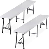 JungleA Folding Bench 6 FT 2 Pack 660lbs Plastic Portable Bench with Handle, Non-Slip Mat & Waterproof - Photo 9