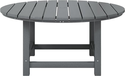 WestinTrends Dylan 5-Piece Outdoor Patio HDPE Adirondack Chair with Round Coffee Table Conversation Set, Gray