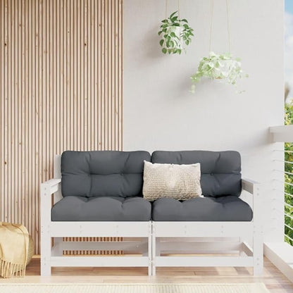 2-Piece Garden Corner Sofa Set, Solid Pine Wood Modular Outdoor Patio Furniture, Rustic White Wooden Seating for Balcony, Terrace, and Backyard, 2-Person Conversation Set