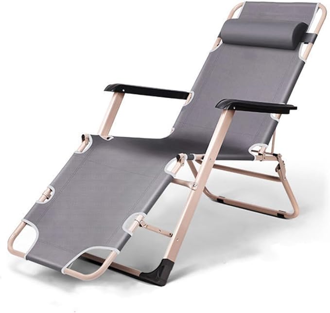 Recliner Lounge Chair, Patio Reclining Chair with Cushion, Outdoor Folding Recliner with Pillows | Cup Holder - Photo 1