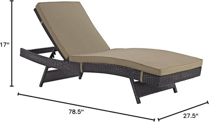 Modway Convene Wicker Rattan Outdoor Patio Chaise Lounge Chairs in Espresso Mocha - Set of 4