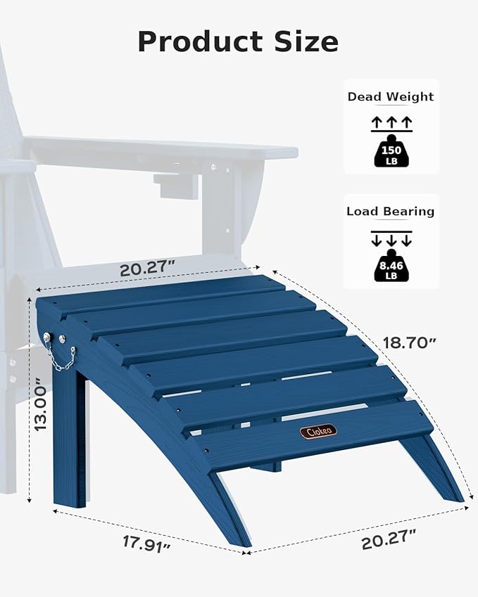 Ciokea Plastic Folding Footstool for Deck Backyard Patio Outdoor Poolside Porch Lawn Indoor, Navy Blue
