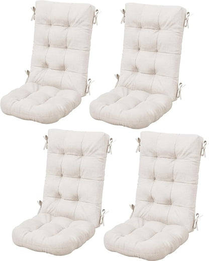 SERWALL HDPE Outdoor Rocking Chair Cushion Set of 4, Memory Foam Cushion Beige