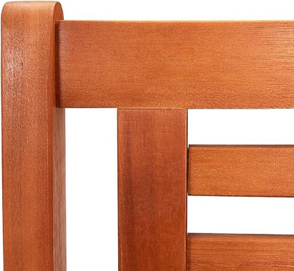 Natural Brown Solid Eucalyptus Wood Large Durable Garden Bench for Outdoor Seating, Traditional Style with Spacious 55.1 Inch Width, Ergonomic Backrest, Weather-Resistant