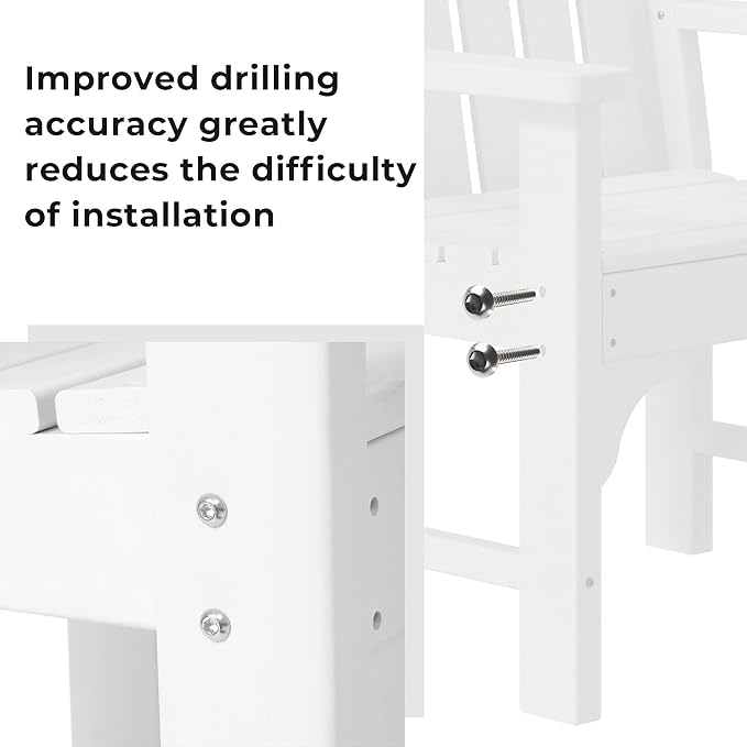 Costaelm 3 piece Patio Set, Outdoor Table and Chairs Set of 3, 3-Piece HDPE Garden Chair with Square Adirondack Side Table, Porch Chairs Coffee Table for Outside Porch Backyard, White