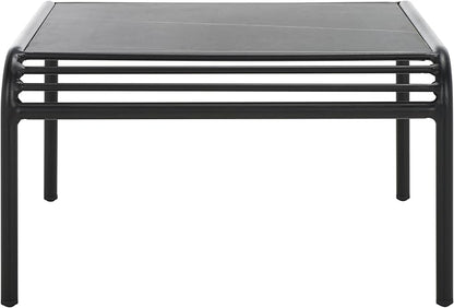 SAFAVIEH Outdoor Patio Furniture Core Black Metal & Sintered Stone Coffee Table (Fully Assembled)