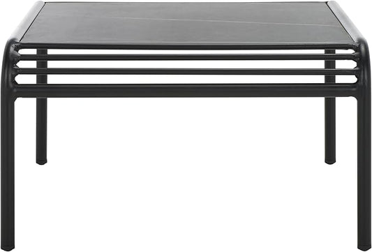 SAFAVIEH Outdoor Patio Furniture Core Black Metal & Sintered Stone Coffee Table (Fully Assembled)