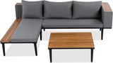 Modern Acacia Wood Patio Furniture Set with Removable Cushions, Coffee Table and Side Table - Photo 6
