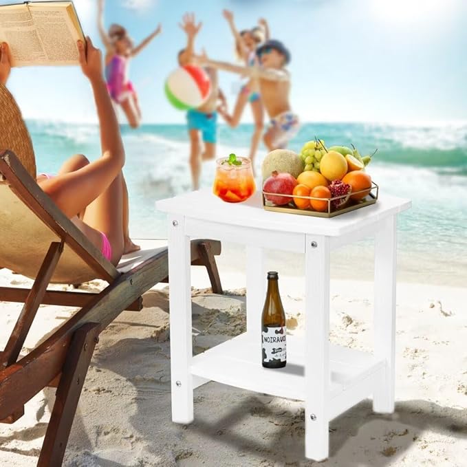 Y&M Outdoor Side Table, HIPS Adirondack Small Double Layer Table, Waterproof Square Outside Table - Photo 5