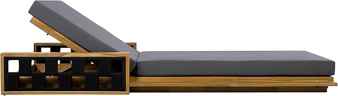 Merax Outdoor Chaise Lounge Set of 4, Acacia Wood Patio Reclining Chairs with 4-Position Adjustable Backrest - Photo 7