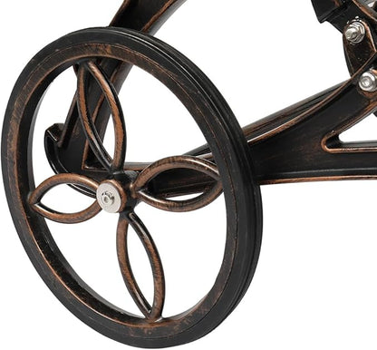 VINGLI Cast Aluminum Outdoor Chaise Lounge Chair with Wheels, Patio Chaise Lounge with 3-Position Adjustable Backrest, Tanning Chair Reclining Chair for Poolside (Bronze, Without Cushion)