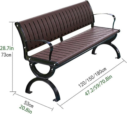 Outdoor Bench, Garden Bench, Metal Bench with Wide Armrests and Backrest, All-Weather Patio Bench for Garden, Porch, Backyard and Park, Easy Installation,Bench Chair(120cm/47.2in)