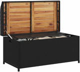 Outdoor Storage Bench with Acacia Wood Top and Synthetic Rattan - Photo 4