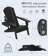 Adjustable Adirondack Chair Set of 6 with Cup Holder, All Weather HDPE Fire Pit Chairs for Deck, Backyard, Patio, Black - Photo 2