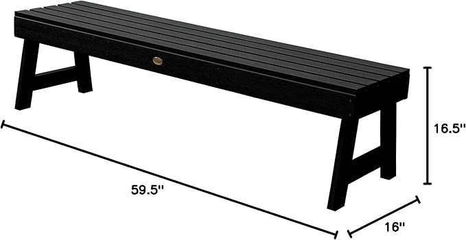 highwood Weatherly Backless Bench, 5-Feet, Black