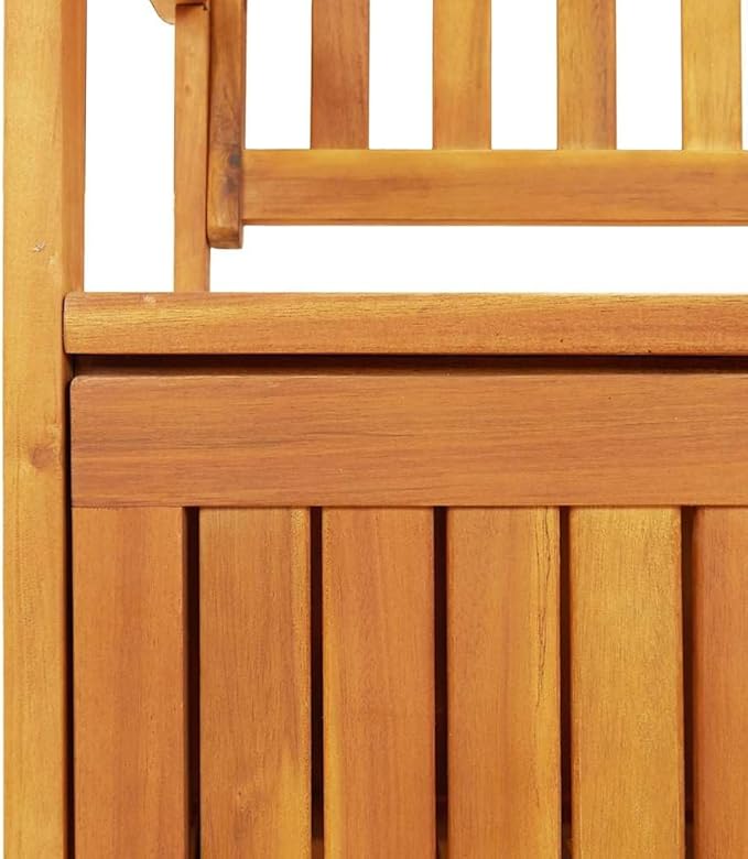vidaXL 47.2" Patio Storage Bench, Solid Acacia Wood, Outdoor Garden Furniture with Ample Storage Space and Comfortable Seating