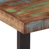Industrial Style Solid Wood Bench with Reclaimed Wood and Steel Frame, Black Metal and Brown Finish - Photo 7