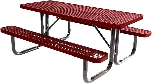 COATEDOUTDOORFURNITURE T6-TXTBUR Heavy Duty Rectangular Portable Picnic Table, 6 Ft, Textured Burgundy, Made in America - Photo 1
