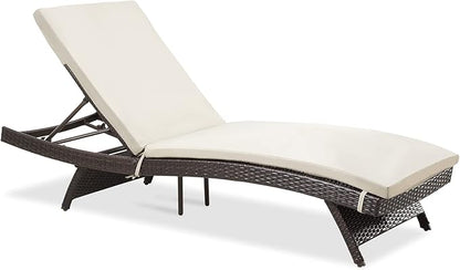 Pamapic Patio Chaise Lounge Set 1 Piece, Patio Lounge Chair with Adjustable Backrest and Removable Cushion, Outdoor Pool Lounge Chair Set for Patio Poolside Backyard Porch