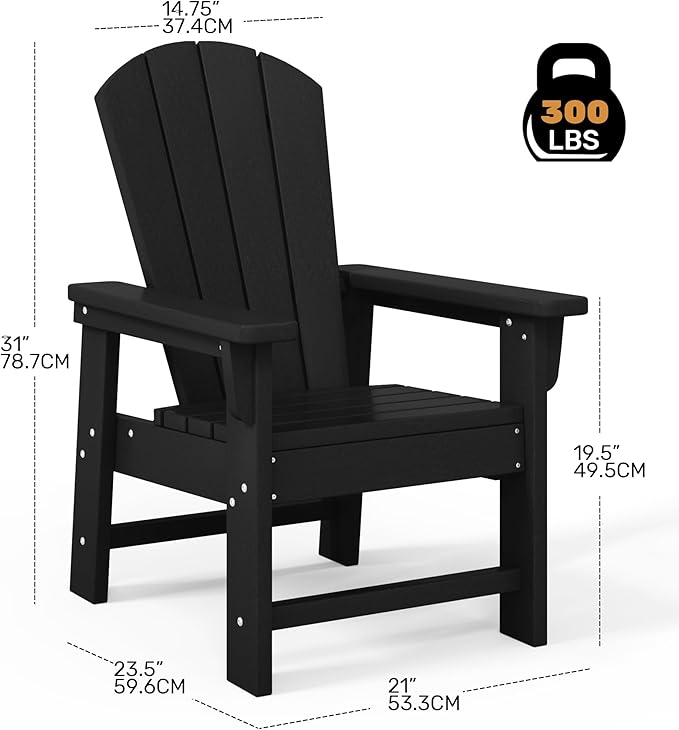 Costaelm Kids Lawn Chair, Toddler Outdoor Chair Kids Patio Furniture and Outdoor Children Picnic Activity Modern Adirondack Chairs for Garden, Patio, Backyard & Beach, Black
