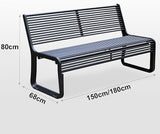 All-Weather Metal Garden Bench, Black Cast Aluminum Loveseat Chair for Patio, Yard - Photo 2